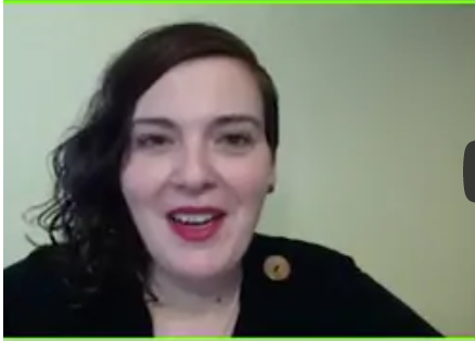 woman in webinar presentation