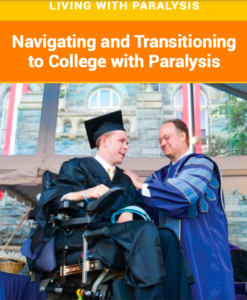 Taylor Price, wheelchair user receiving a diploma from Georgetown University president, John DeGoia. Both in cap and gown 